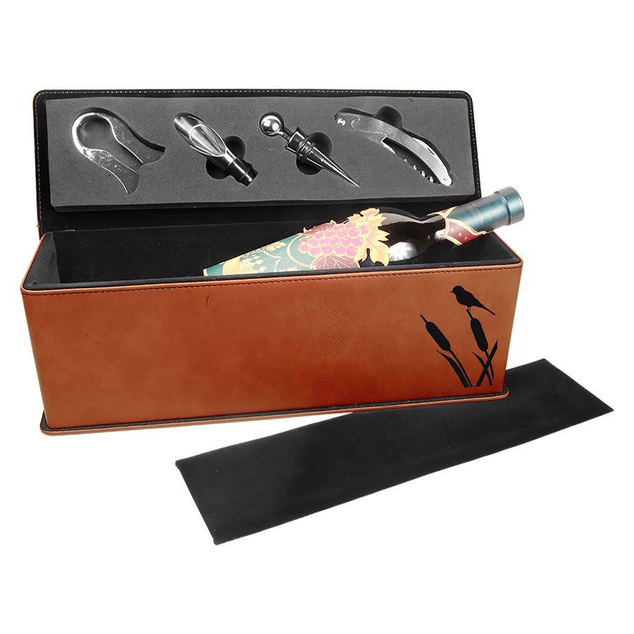 Rawhide Leatherette Single Wine Box with Tool