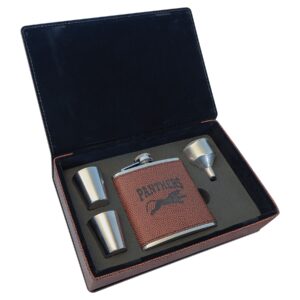 Football Leatherette Flask Gift Set