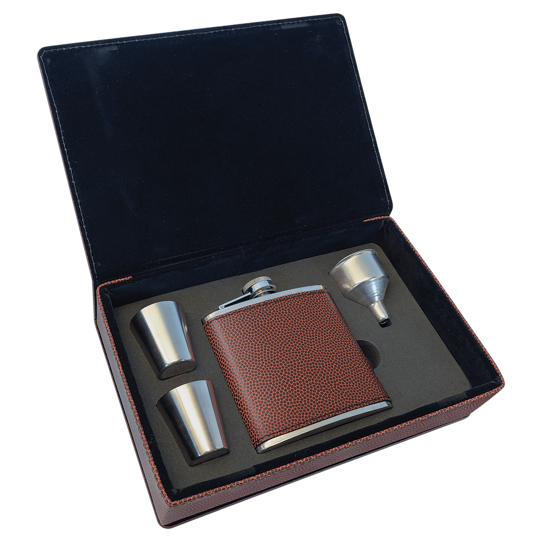 Football Leatherette Flask Gift Set - Image 4